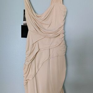 Elegant Cream Draped Women's Dress